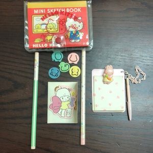 Sanrio vintage 6 piece multi character set Hello Kitty, Wee Marylou Button Nose